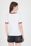 Beyaz Ribanalı Yazı Baskılı Slim Fit Tişört 5981