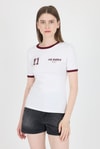 Beyaz Ribanalı Yazı Baskılı Slim Fit Tişört 5981