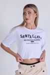 Beyaz Santa Clara Baskı Oversize Tişört 1477