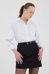 Beyaz Tek Cepli Oversize Gömlek 8158A