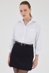 Beyaz Tek Cepli Oversize Gömlek 8158A