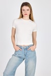 Beyaz Viskoz/Yumuşak Kumaş Slim Fit Tişört 1468