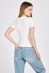 Beyaz Viskoz/Yumuşak Kumaş Slim Fit Tişört 1468