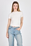 Beyaz Viskoz/Yumuşak Kumaş Slim Fit Tişört 1468