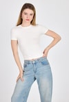 Beyaz Viskoz/Yumuşak Kumaş Slim Fit Tişört 1468