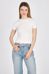 Beyaz Viskoz/Yumuşak Kumaş Slim Fit Tişört 1468