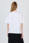 Beyaz Yazı Baskılı %100 Pamuk Oversize Tişört 6403