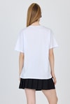 Beyaz Yazı Baskılı %100 Pamuk Oversize Tişört 2150-9M