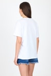 Beyaz Yazı Baskılı %100 Pamuk Oversize Tişört 2150-10M