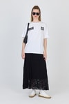 Beyaz Yazı Baskılı %100 Pamuk Oversize Tişört 6403