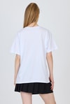Beyaz Yazı Baskılı %100 Pamuk Oversize Tişört 2150-18M