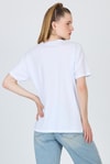 Beyaz Yazı Baskılı %100 Pamuk Oversize Tişört 2150-17M