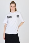 Beyaz Yazı Baskılı %100 Pamuk Oversize Tişört 6403