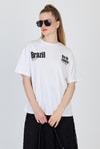 Beyaz Yazı Baskılı %100 Pamuk Oversize Tişört 6403