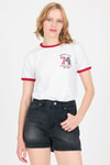 Beyaz Yazı Baskılı Regular Fit Ribana Detaylı Tişört 6325