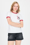 Beyaz Yazı Baskılı Regular Fit Ribana Detaylı Tişört 6325