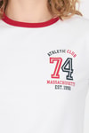 Beyaz Yazı Baskılı Regular Fit Ribana Detaylı Tişört 6325