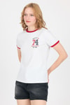 Beyaz Yazı Baskılı Regular Fit Ribana Detaylı Tişört 6325