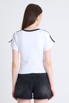 Beyaz Yazı Baskılı Slim Fit Crop Tişört 6059