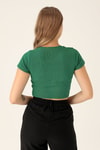 Bisiklet Yaka Bayan Bluz - 1405 Benetton Yeşili