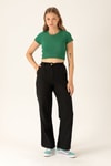 Bisiklet Yaka Bayan Bluz - 1405 Benetton Yeşili