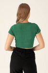 Bisiklet Yaka Bayan Bluz - 1405 Benetton Yeşili