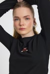 Bluz-Ayıcık Nakışlı Bisiklet Yaka Bluz 2200 Siyah -rulem