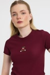Bluz-Ayıcık Nakışlı Kısa Kol Bluz 2199 Bordo -rulem