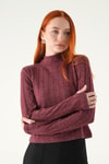 Bluz-Balıkçı Yaka Uzun Kol Bluz 8361A Bordo -rulem