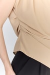 Bluz-Bej Vatkalı Asimetrik Kesim Kolsuz Bluz 242185-rulem
