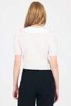 Bluz-Beyaz Bağlama Detaylı Bebe Yaka Crop Bluz 8064-rulem