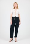 Bluz-Beyaz Bağlama Detaylı Bebe Yaka Crop Bluz 8064-rulem