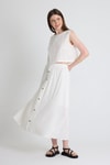 Bluz-Beyaz Keten Görünümlü %100 Pamuk Kolsuz Crop Bluz 3419-1-rulem