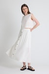 Bluz-Beyaz Keten Görünümlü %100 Pamuk Kolsuz Crop Bluz 3419-1-rulem