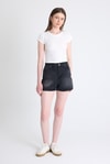 Bluz-Beyaz Taş Detaylı Slim Fit Crop Tişört 9207M-rulem