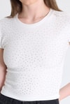 Bluz-Beyaz Taş Detaylı Slim Fit Crop Tişört 9207M-rulem