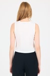 Bluz-Beyaz  V Yaka Kolsuz Crop Bluz 8027-rulem