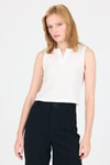 Bluz-Beyaz  V Yaka Kolsuz Crop Bluz 8027-rulem