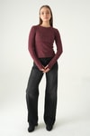 Bluz-Bisiklet Yaka Bluz 8268A Bordo -rulem
