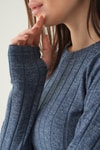 Bluz-Bisiklet Yaka Bluz 8268A İndigo -rulem