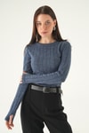 Bluz-Bisiklet Yaka Bluz 8268A İndigo -rulem