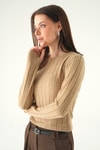 Bluz-Bisiklet Yaka Bluz 8268A Vizon -rulem