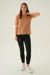 Bluz-Bisiklet Yaka Tişört 1444 Camel -rulem