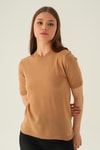 Bluz-Bisiklet Yaka Tişört 1444 Camel -rulem