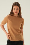 Bluz-Bisiklet Yaka Tişört 1444 Camel -rulem