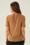 Bluz-Bisiklet Yaka Tişört 1444 Camel -rulem