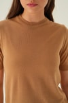 Bluz-Bisiklet Yaka Tişört 1444 Camel -rulem