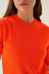 Bluz-Bisiklet Yaka Tişört 1444 Orange -rulem