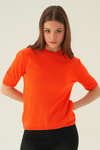 Bluz-Bisiklet Yaka Tişört 1444 Orange -rulem