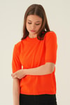 Bluz-Bisiklet Yaka Tişört 1444 Orange -rulem